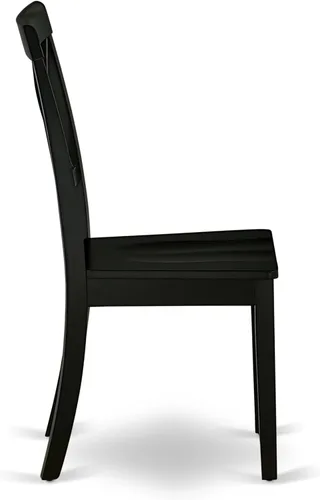 Vista 7 de East West Furniture AMBO3-BCH-W Juego de mesa y sillas de cocina de 3 piezas contiene una mesa de comedor redonda con pedestal y 2 sillas de asiento