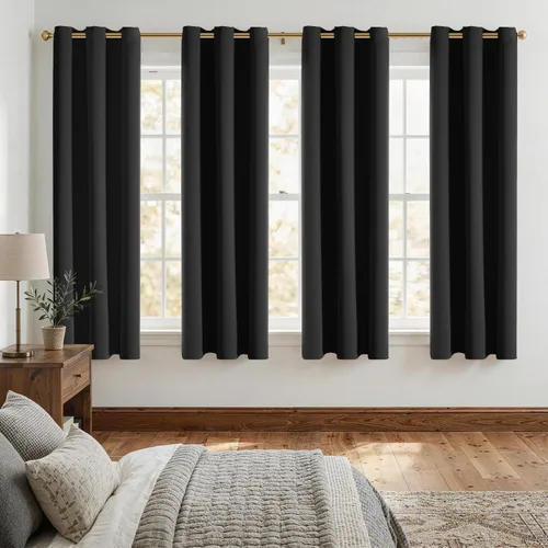 Vista 258 de ChrisDowa - Cortinas cortas para ventana de 40 pulgadas para dormitorio - Cortinas cortas con ojales y aislamiento térmico para oscurecer