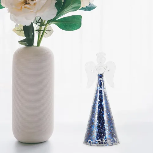 Vista 4 de 2Pcs Glass Angel Figurines, Cute Decor Ornaments, Blue Romantic Gift