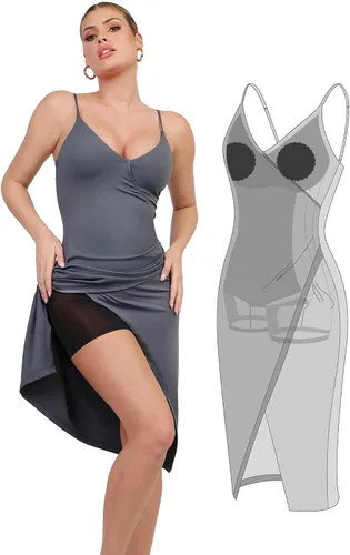 Vista 6 de Popilush Casual Midi Dress with Built in Shapewear and Bra Vestido midi negro