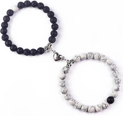 Vista 6 de 2 PCS Magnetic Couples Bracelets, Natural Stone Energy Stone Beads Bracelet Set His and Hers Long Distance Relationship Bracelet for Boyfriend