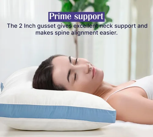 Vista 4 de ROYALE LINENS Juego de 2 almohadas de tamaño estándar, almohada de cama para dormir, almohada refrescante para dormir de espalda, estómago