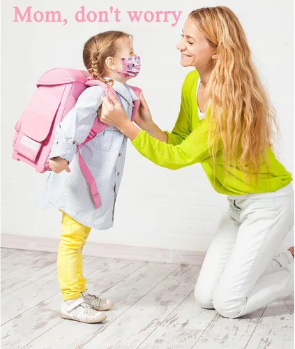 Vista 6 de Cubrebocas desechable para niños envueltos individualmente, 50 unidades, máscaras para niños, jóvenes, 3 capas Kawaii unisex para niños