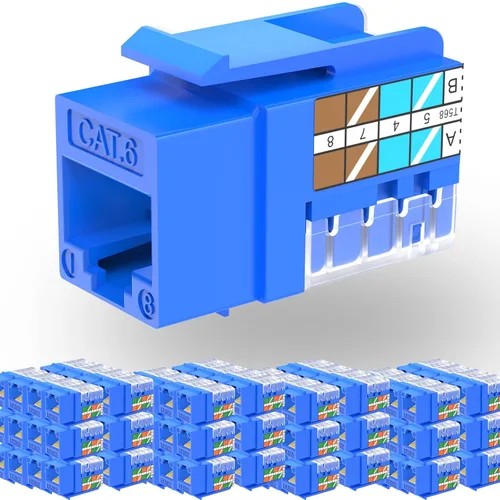 Vista 13 de Rapink RJ45 Conector Keystone Cat6 Soporte 10G, Conectores Keystone UTP 10 Pack para Placa de Pared y Panel de Conexiones, RJ45 Keystone 90 Grados