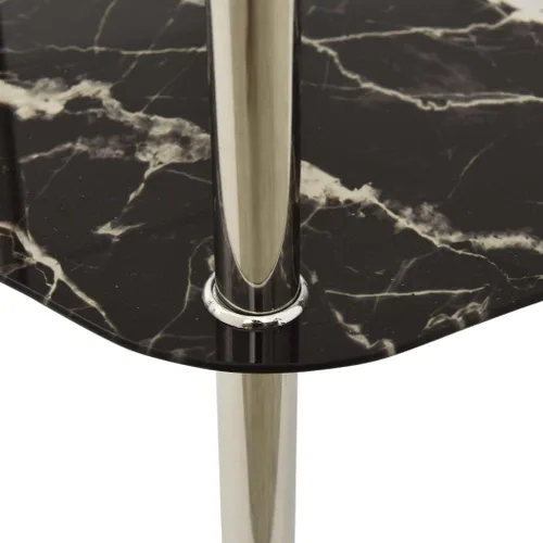 Vista 4 de Mesa auxiliar de 2 niveles, mesa auxiliar única, mesa de sofá, mesa de café, con diseño de forma hexagonal, para espacio pequeño, sala de estar Gris