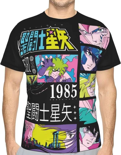 Vista 4 de Saint Anime Seiya - Camiseta de manga corta para hombre, suave, casual, unisex, cuello redondo, camiseta de entrenamiento
