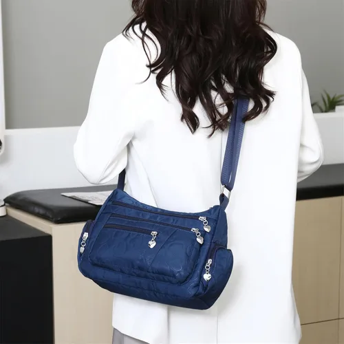 Vista 3 de Bolsos cruzados para mujer, bolsos casuales y bolsos de hombro, bolsa de nailon ligera, impermeable, bolsa de mensajero antirrobo