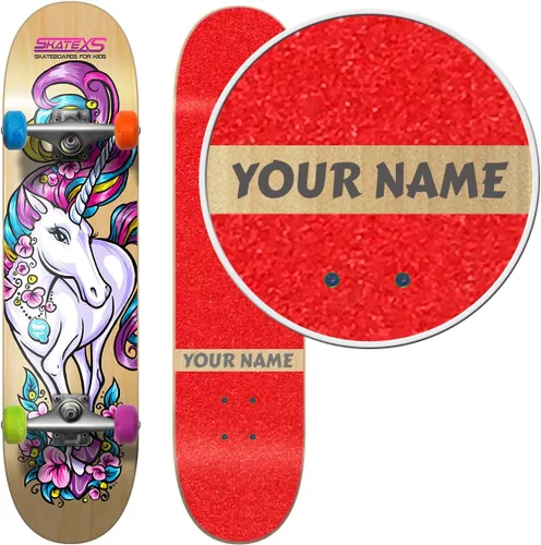 Vista 7 de Monopatín personalizado SkateXS para principiantes de unicornio para niñas