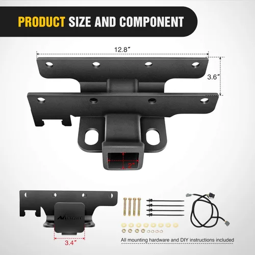 Vista 2 de Nilight - JK-61A Kit receptor de enganche de remolque de parachoques trasero de 2 pulgadas, compatible con Jeep Wrangler JK 2007-2018 de 4 puertas