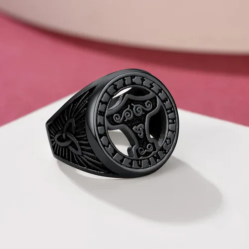 Vista 7 de FaithHeart Viking Vegvisir Pirate Compass Anillos, Acero Inoxidable Chapado en Oro de 18K Símbolo nórdico Vintage Joyería Personalizada Personalizada