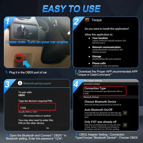 Vista 5 de Escáner Bluetooth OBD2 para iPhone, iOS, Android, Windows, lector de código de coche, herramienta de escaneo de diagnóstico automático mejorado