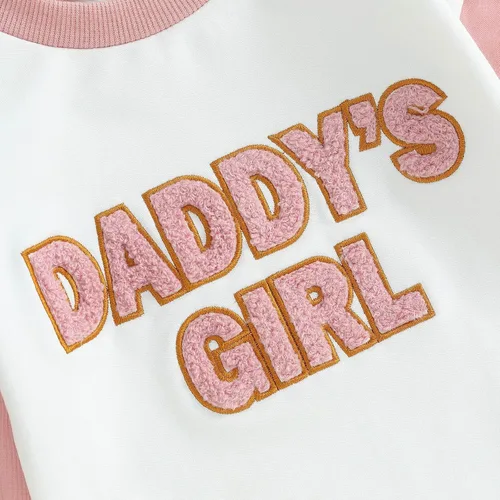 Vista 6 de Ropa de bebé recién nacida, ropa para niña con estampado de papi, sudadera bordada, mameluco de manga larga
