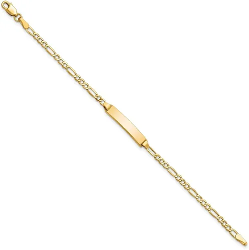 Vista 2 de Auriga Fine Jewelry Pulsera Figaro ID pulida semisólida de oro amarillo de 14 k para unisex