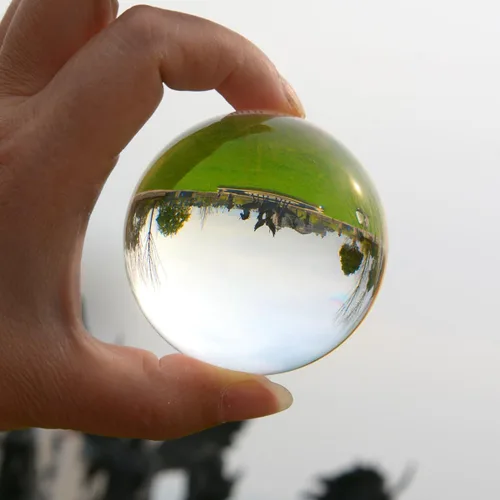 Vista 5 de LONGWIN Bola de cristal - Bola mágica de cristal sólido de 2.362 in con soporte de flores doradas