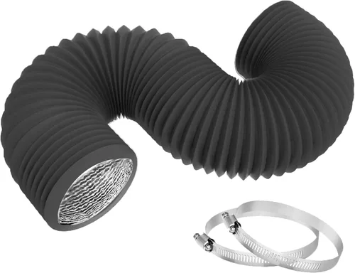 Vista 7 de TEAIERXY - Manguera de ventilación de secadora de 4 pulgadas, 8 pies, conducto de aire flexible aislado, manguera de ventilación de PVC con papel