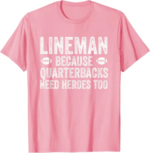 Vista 90 de Lineman Because Quarterbacks Need Heroes Camiseta de fútbol linieros S Negro