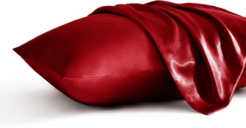 Vista 14 de BEDSUM Paquete de 2 fundas de almohada de satén de seda King para cabello y piel, suaves y lujosas, fundas de almohada con cierre de sobre, 20 x 36