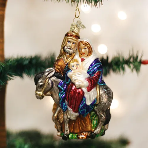 Vista 2 de Old World Christmas - Adornos de vidrio soplado para el árbol de Navidad, regalos espirituales, viaje a Egipto, decoración de navidad artesanal