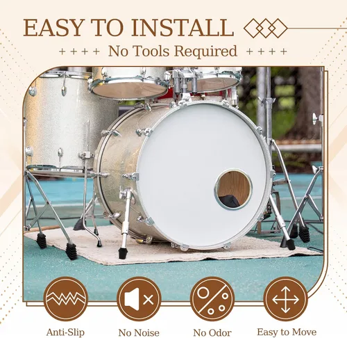 Vista 4 de Vaveren Soporte antideslizante para patas de tambor, 3 unidades, punta de percusión profesional, accesorios de percusión para tambor, piezas