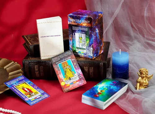 Vista 4 de Vitacera Tarjetas de Tarot para Principiantes, Juego de Cartas con Guía, Palabras Clave, Sí o No, Tiempo, Colores, Tono Musical, Planeta, Zodiaco