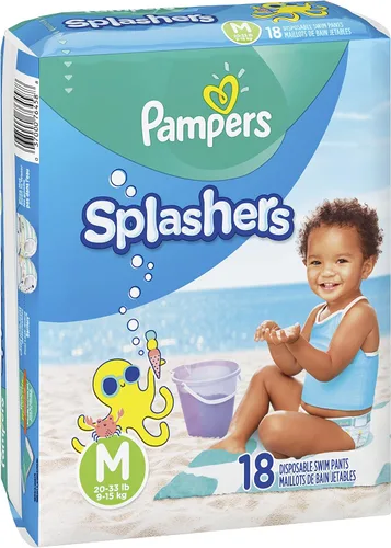 Vista 13 de Pampers Splashers - Pañales de natación, talla S, 20 unidades, pantalones de natación desechables para bebé sin huecos