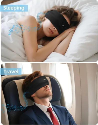Vista 7 de Auriculares para dormir, auriculares con diadema con altavoces Negro