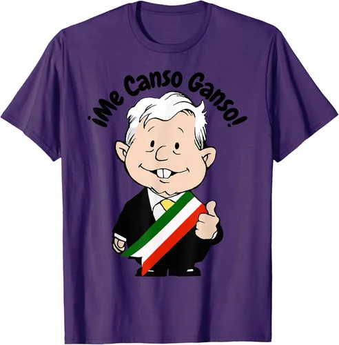 Vista 62 de AMLO Amlito Me Canso Ganso - Camiseta con diseño de dibujos animados mexicanos Gris Oscuro
