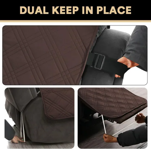 Vista 5 de PrinceDeco - Funda para sofá reclinable 100% impermeable, funda para sofá para sala, protector de muebles resistente al agua con correas elásticas