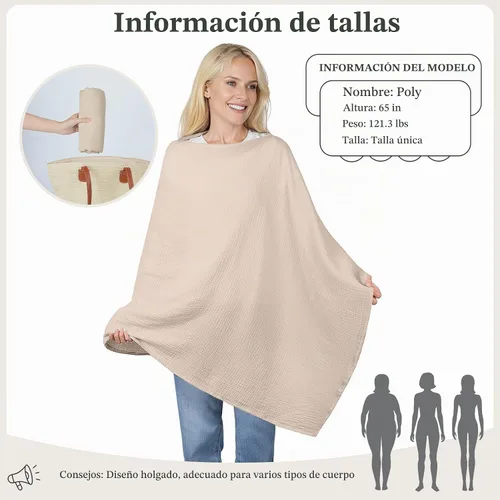Vista 6 de Cubierta de muselina para lactancia materna, suave y transpirable, de algodón, para mujeres, cubierta de lactancia materna de privacidad completa