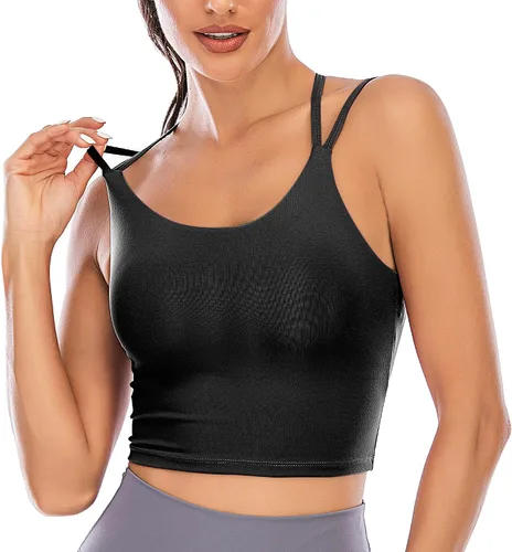 Vista 2 de Vorcy Brasier deportivo con relleno para mujer, camiseta corta con brasier integrado
