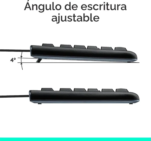 Vista 8 de Logitech MK120 – Combo de teclado y ratón con cable para Windows, ratón óptico con cable, tamaño completo, USB, compatible con PC, portátil - Negro