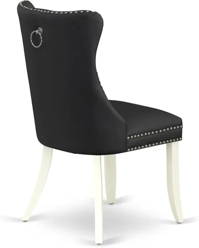 Vista 10 de East West Furniture SUDA5-LWH-12 - Juego de mesa de comedor de 5 piezas, incluye una mesa de cocina redonda con gotas y estantes y 4 sillas de tela