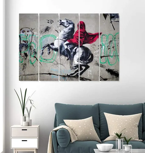 Vista 34 de Banksy Graffiti Street Art Colecciones de lienzos de arte callejero. Listo para colgar. Fabricado en Estados Unidos #FULL2