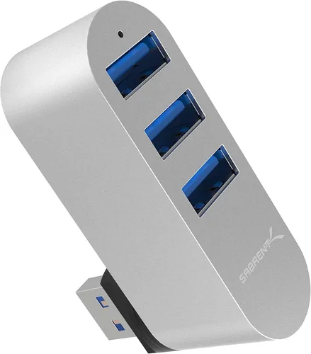 Vista 9 de SABRENT Mini USB 3.0 Hub de aluminio de 3 puertos premium [90°/180° grados giratorio] (HB-R3MB)