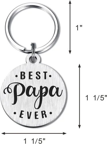 Vista 3 de SOUSYOKYO Regalos para papá oso Llavero con texto en inglés Best Papa Ever Divertido regalo de cumpleaños para hombres, regalo personalizado