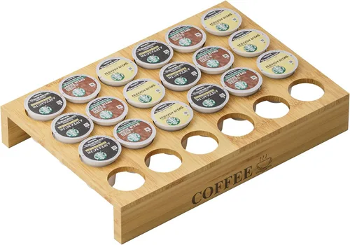 Vista 10 de MinBoo BamBoo - Soporte para tazas K para cajón o encimera, organizador de cápsulas de café, soporte para 35 cápsulas de café, soporte para cápsulas
