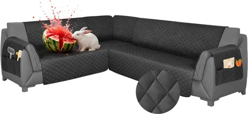 Vista 38 de Fundas para sofá modular, impermeables, 6 piezas, fundas de sofá en forma de L, lavables, antideslizantes, fundas para sofá seccional, suaves