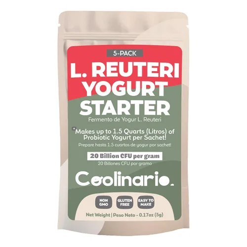 Vista 10 de Coolinario L Reuteri - Iniciador de yogur (10-PK, bolsitas de 0.05 oz) Reuteri Probiótico Cultivo iniciador de yogur con probióticos Lactobacillus
