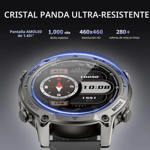 Vista 8 de Smart Watch for Men, Outdoor GPS, Answer/Make Call, 5ATM Waterproof, 50mm 1.43" AMOLED, Offline Maps 4GB RAM, Compass, Voice Assistant, Heart