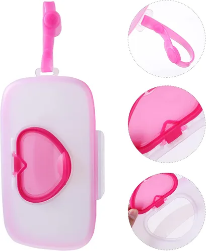 Vista 9 de Caja dispensadora de toallitas para bebé, 2 unidades, caja de pañuelos, contenedor de toallitas para toallitas para viajes, al aire libre, color rosa