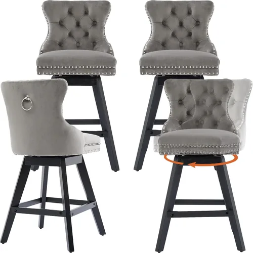 Vista 18 de Juego de 2 taburetes de bar giratorios modernos, taburetes de bar de 26.6 pulgadas de altura de mostrador beige con respaldo para isla de cocina