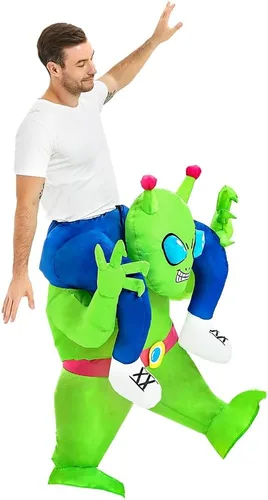 Vista 2 de Disfraz inflable de alienígena para adultos, disfraz de alienígena, enterizo para montar en fiesta de disfraces, disfraz de Halloween para hombres