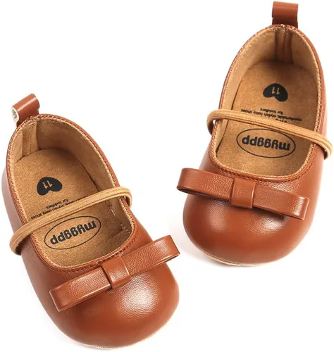 Vista 4 de Zapatos planos para bebé niña, zapatos planos para caminar, suela suave, zapatos de princesa Mary Jane, zapatos de vestir de boda, zapatos de cuna