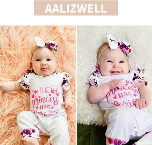 Vista 2 de Aalizzwell Ropa de verano con diadema para bebé niña