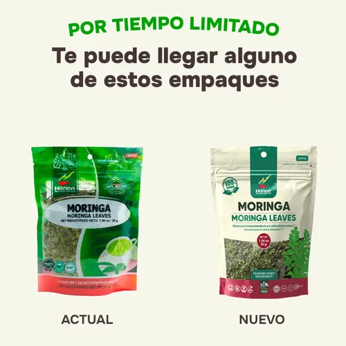 Vista 3 de Hanan Té de Moringa de Hierbas (te de moringa) 1.1 oz (30 g) - Hojas de plantas oleíferas secas naturales de Perú