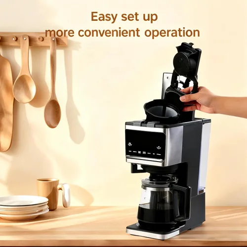 Vista 4 de Máquina de café 3 en 1 de una sola porción, cafetera programable de 12 tazas, compatible con cápsulas Kcup, café molido, cápsulas de café, té
