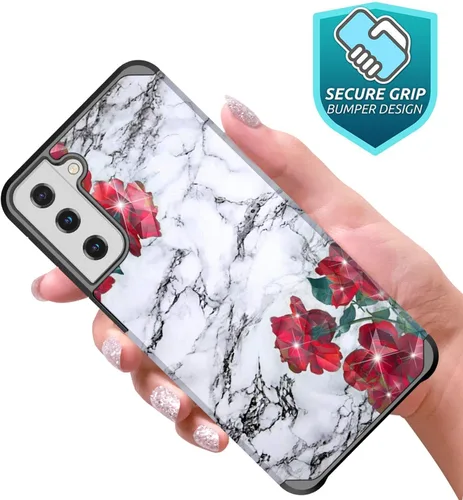 Vista 3 de Rosebono - Funda compatible con Samsung Galaxy S21 Plus 5G, delgada, híbrida, a prueba de golpes, funda rígida a prueba de golpes, diseño gráfico a