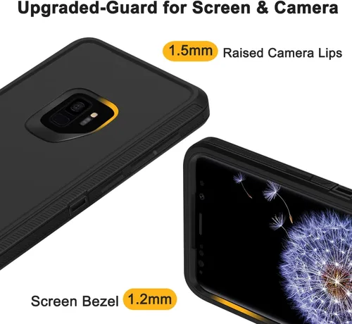 Vista 4 de Funda para Samsung Galaxy S9 con protector de pantalla, cuerpo completo, resistente, a prueba de golpes, a prueba de caídas, funda protectora