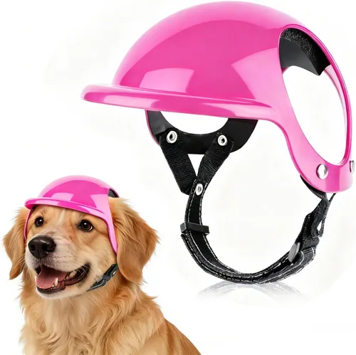 Vista 7 de LESYPET Casco para perros extra pequeños, casco de motocicleta ajustable para perros con diseño de agujero para las orejas, ideal para montar al