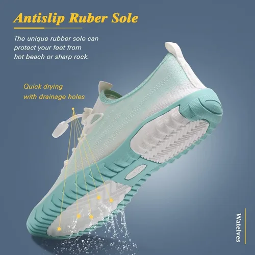 Vista 4 de WateLves - Zapatos de agua para hombres y mujeres, para natación, playa, piscina, surfear, hacer yoga o aeróbico acuático, calcetines para el agua